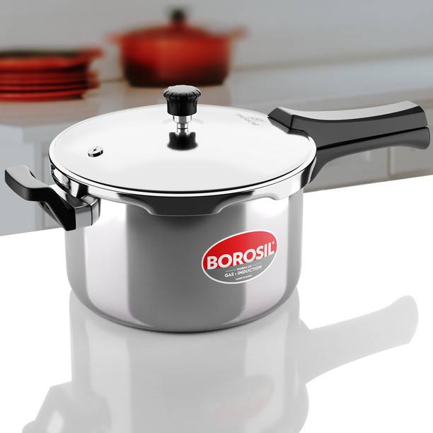 BOROSIL Triply Outerlid Presto Cooker, Gas Stove & Induction Friendly Dishwasher Safe 5 L Outer Lid Induction Bottom Pressure Cooker