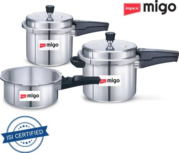 IMPEX Migo Induction Base Pressure Cooker Combo 2 L, 3 L, 5 L Outer Lid Induction Bottom Pressure Cooker