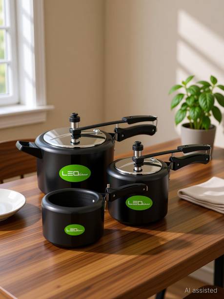 Leo Natura Inner Lid Cooker Combo Pack 2 L, 3 L, 5 L Inner Lid Induction Bottom Pressure Cooker