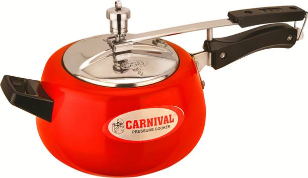 CARNIVAL Aluminium Red Color Induction Based Inner Lid Pressure Cooker 5.5 L Inner Lid Induction Bottom Pressure Cooker