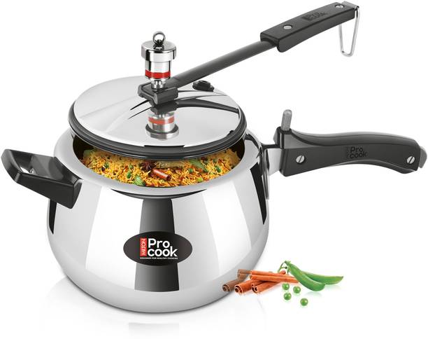 MILTON Pro Cook Triply SS Induction Curve Pressure Cooker with Inner Lid, 5L, Silver 5 L Inner Lid Induction Bottom Pressure Cooker