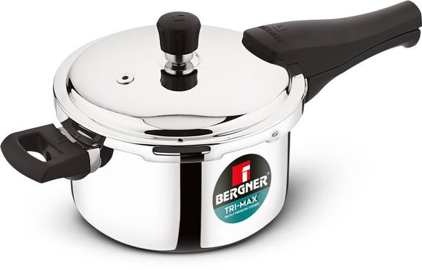 BERGNER Trimax Triply Stainless Steel 6.5 L Outer Lid Induction Bottom Pressure Cooker
