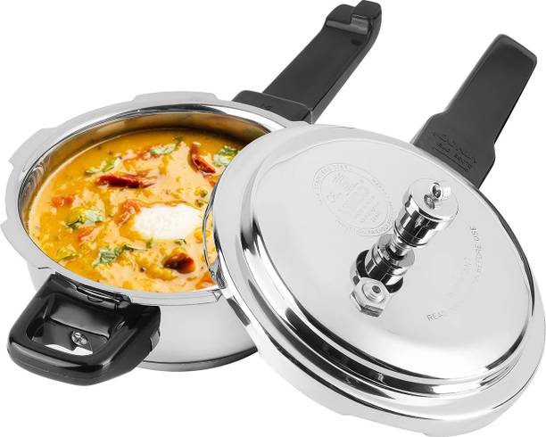 VINOD 18/8 Stainless Steel Sandwich Bottom Deep Pan 3.5 L Outer Lid Induction Bottom Pressure Cooker