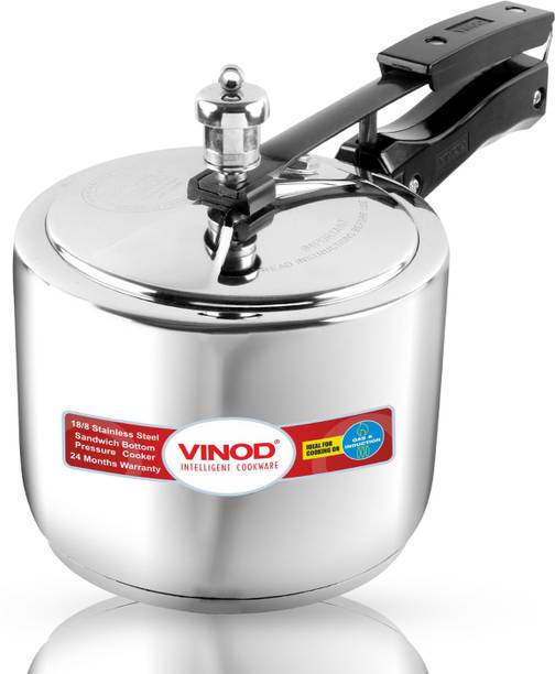 VINOD 18/8 Stainless Steel Sandwich Bottom Inner Lid 3.5 L Inner Lid Induction Bottom Pressure Cooker