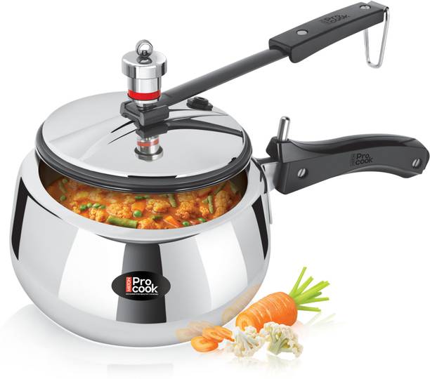 MILTON Pro Cook Triply SS Induction Curve Pressure Cooker with Inner Lid, 2L, Silver 2 L Inner Lid Induction Bottom Pressure Cooker