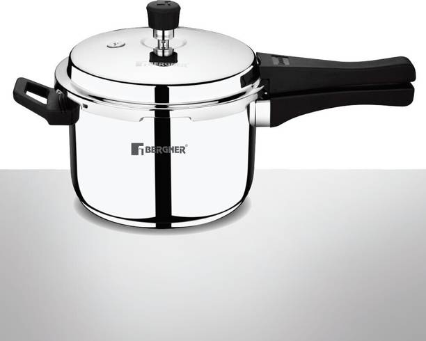 BERGNER Sorrento Triply Stainless Steel Outer Lid and Triply Base 5 L Outer Lid Induction Bottom Pressure Cooker