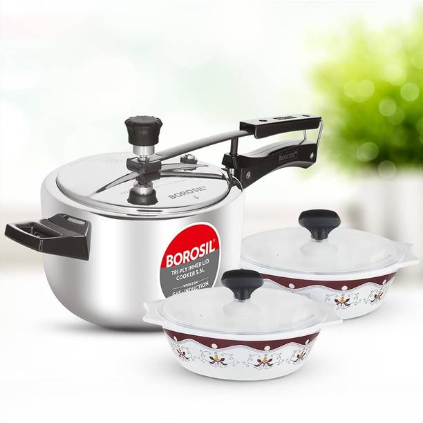 BOROSIL 3.5 L Inner Lid Induction Bottom Pressure Cooker
