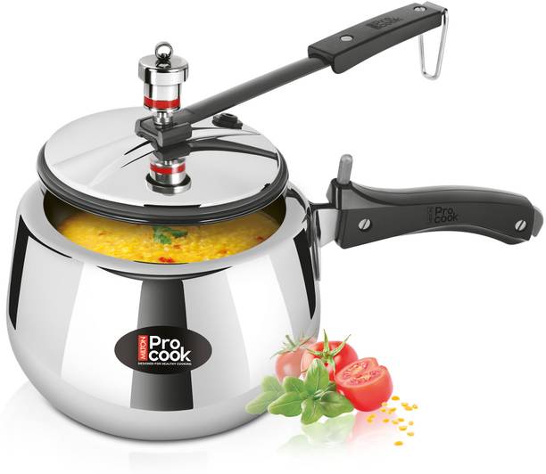 MILTON Pro Cook Triply SS Induction Curve Pressure Cooker with Inner Lid, 3L, Silver 3 L Inner Lid Induction Bottom Pressure Cooker