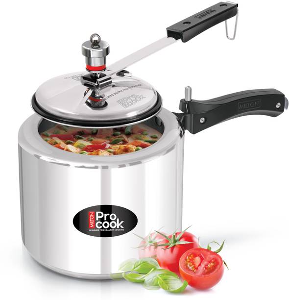 MILTON Pro Cook Aluminium Non Induction Pressure Cooker With Inner Lid, Silver 3 L Inner Lid Pressure Cooker