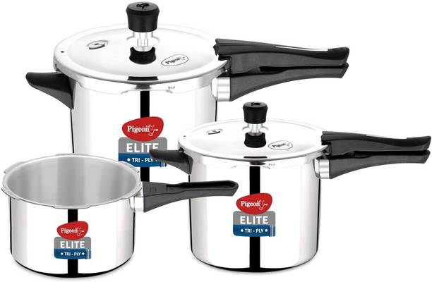 Pigeon Elite Shine and 2 L, 3 L, 5 L Outer Lid Induction Bottom Pressure Cooker