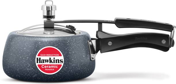 Hawkins Ceramic Nonstick , Granite Contura shaped (ICC15) 1.5 L Inner Lid Induction Bottom Pressure Cooker