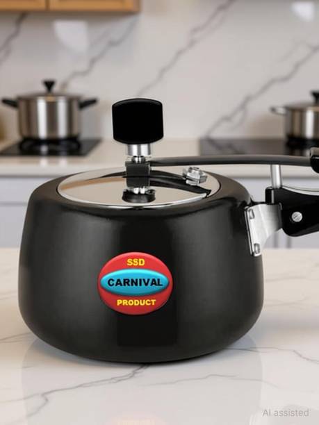 CARNIVAL Elite Model Black Pressure Cooker, Hard Anodised Inner Lid Cooker 2 L Inner Lid Induction Bottom Pressure Cooker
