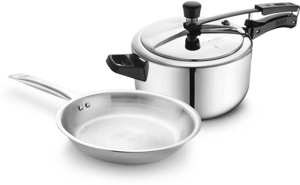 Classic Essentials Combo Pack of 1pc Triply 24 cm Fry Pan and 1 Triply Inner Lid 5 L Inner Lid Pressure Cooker
