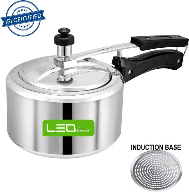 Leo Natura Aluminium Gas Stove & Induction Compatible ISI Certified InnerLid Compact Cooker 2 L Inner Lid Induction Bottom Pressure Cooker