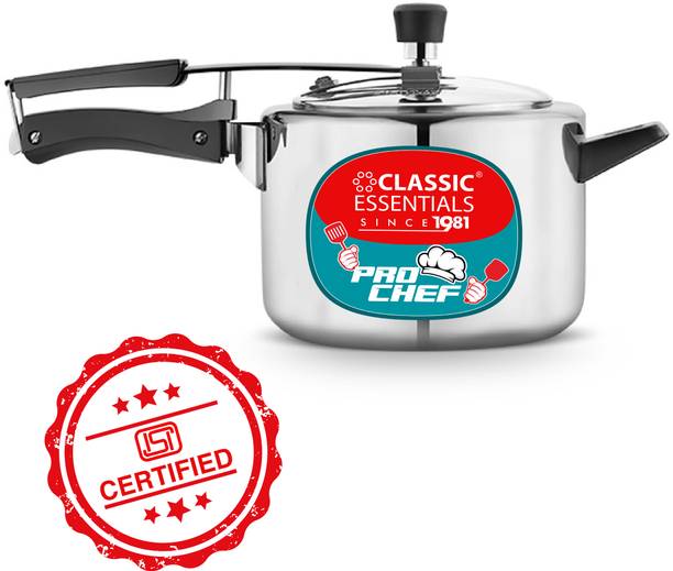 Classic Essentials Prochef Aluminium Pressure Cooker | ISI Certified Inner Lid Pressure Cooker 5 L Inner Lid Pressure Cooker