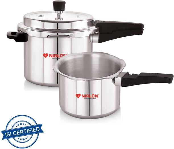 NIRLON Combo Induction Base Outer Lid Aluminium Pressure Cooker 3 L, 5 L इंडक्शन बॉटम प्रेशर कुकर