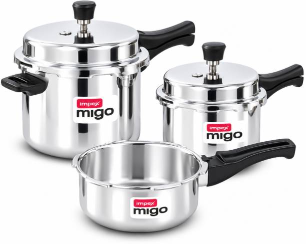 IMPEX Migo Induction Base Pressure Cooker Combo 2 L, 3 L, 5 L Outer Lid Induction Bottom Pressure Cooker