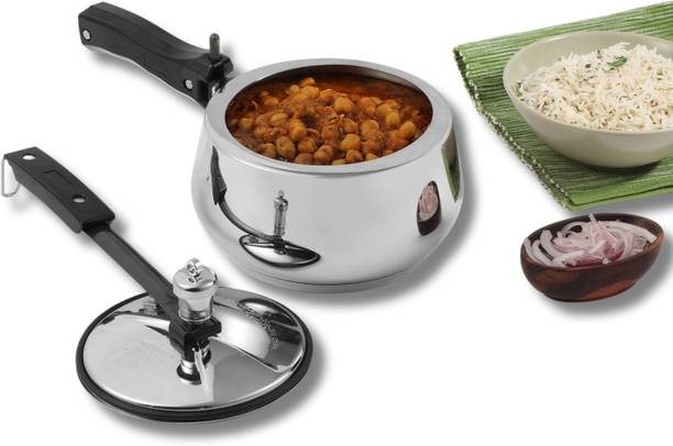 VINOD 18/8 Stainless Steel Sandwich Bottom Handi Shape Inner Lid Europa 1.5 L Inner Lid Induction Bottom Pressure Cooker