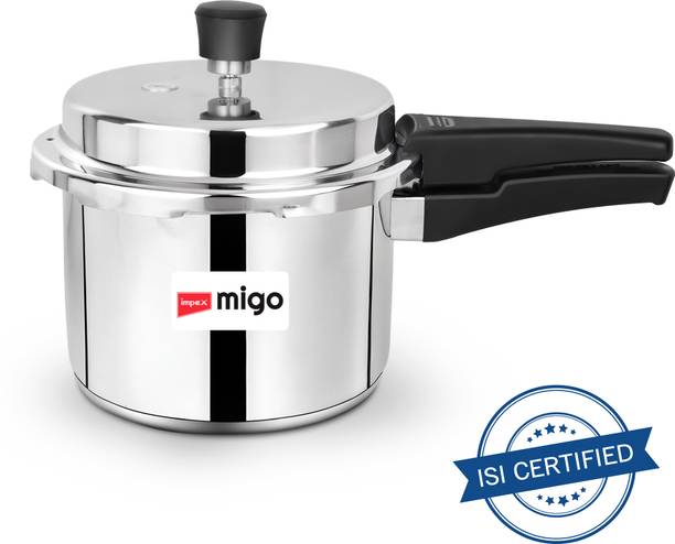 IMPEX 3L Stainless Steel Pressure Cooker | Induction Base, Outer Lid, 5-Year Warranty 3 L Outer Lid Induction Bottom Pressure Cooker