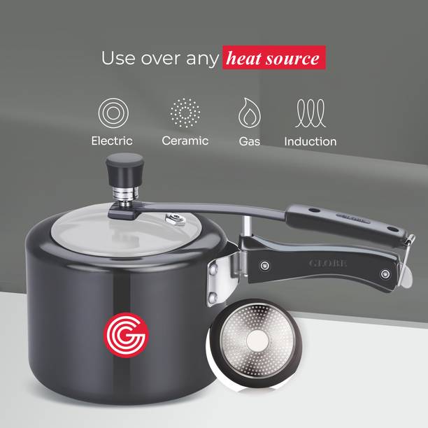Brio Induction Base with Stainless Steel Inner Lid 2 litre|6 Years Warranty 2 L Induction Bottom Pressure Cooker (Hard Anodized)