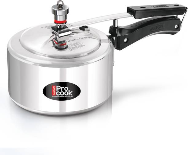 MILTON Pro Cook Aluminium Non Induction Pressure Cooker With Inner Lid, Silver 2 L Inner Lid Pressure Cooker