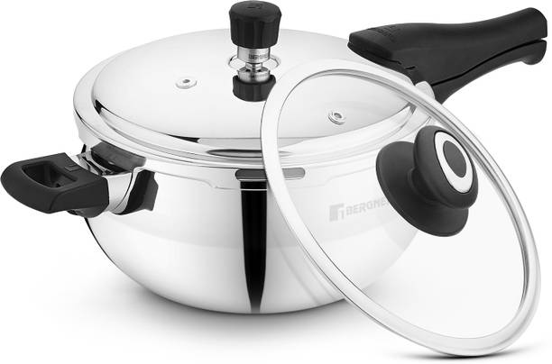 BERGNER Trimax ORB Triply Stainless Steel Belly Shape Outer Lid 5.5 L Outer Lid Induction Bottom Pressure Cooker