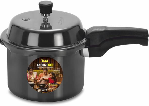 Jiaa Hard Anodized Pressure Cooker 3 L - Outer Lid - Induction & Gas Compatible 3 L Outer Lid Induction Bottom Pressure Cooker