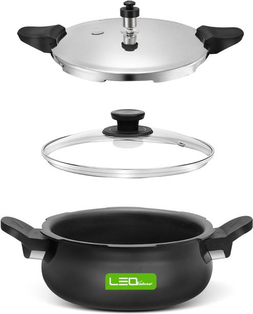 Leo Natura All In One Cook Smart Multipurpose Stainless Steel and Glass Lid 3.5 L इंडक्शन बॉटम प्रेशर कुकर एंड प्रेशर पैन