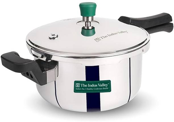 The Indus Valley Triply Stainless Steel Outer Lid Pressure Pan | ISI Certified, 3-Layer Body 5 L Outer Lid Induction Bottom Pressure Pan