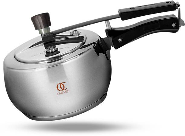 Omichef Stainless Steel Pressure Cooker | 3 Litre | ISI Certified 3 L Inner Lid Induction Bottom Pressure Cooker