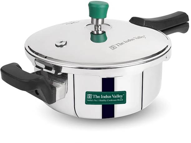 The Indus Valley Triply Stainless Steel Outer Lid Pressure Pan | ISI Certified, 3-Layer Body 3.5 L Outer Lid Induction Bottom Pressure Pan
