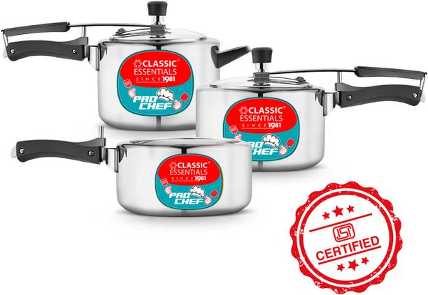 Classic Essentials Prochef Aluminium Inner Lid Pressure Cooker Combo Gas Stove Compatible 2 L, 3 L, 5 L Inner Lid Pressure Cooker