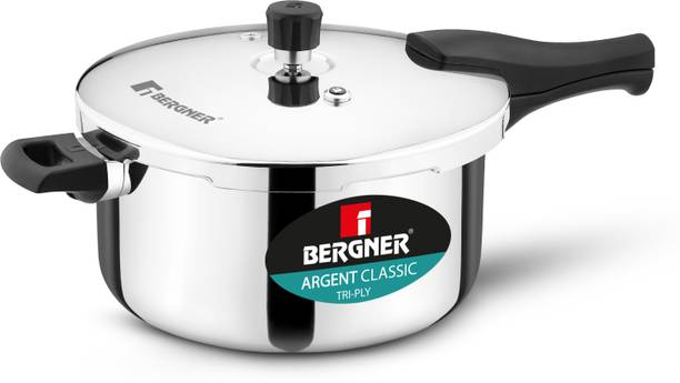 BERGNER Argent Classic Pressure Cooker 6.5L Triply 6.5 L Outer Lid Induction Bottom Pressure Cooker