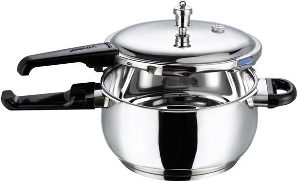VINOD 18/8 Stainless Steel Splendid Plus Pressure Cooker with Extra Glass Lid 6.5 L Outer Lid Induction Bottom Pressure Cooker