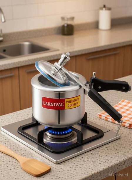 CARNIVAL Aluminium Regular Model Induction Based Pressure Cooker Pure Virgin Aluminium 3.5 L Inner Lid Induction Bottom Pressure Cooker