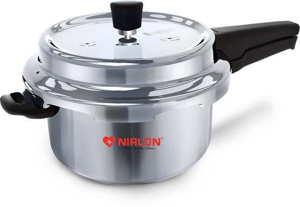 NIRLON Induction Compatible Outer Lid Stainless Steel Cooker, 3.5 Liters, Silver 3.5 L Outer Lid Induction Bottom Pressure Cooker