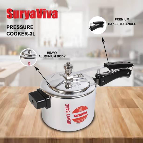 SURYAVIVA Regular 3ltr Inner Lid pressure Cooker(,Silver) 3 L Inner Lid Pressure Cooker & Pressure Pan
