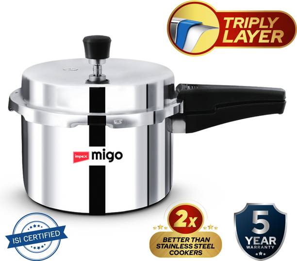 IMPEX 3 L Triply Stainless steel Pressure Cooker 3 L Outer Lid Induction Bottom Pressure Cooker