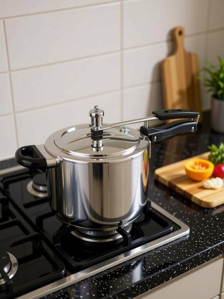 VINOD 18/8 Stainless Steel Sandwich Bottom Inner Lid 7 L Inner Lid Induction Bottom Pressure Cooker