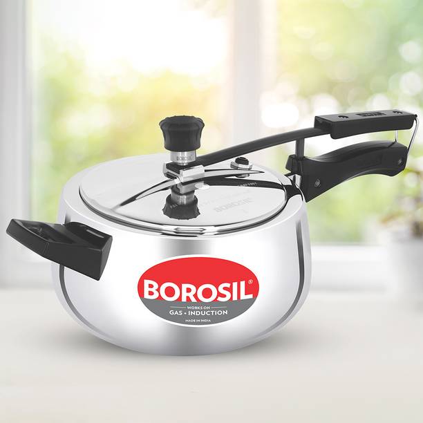 BOROSIL 3.5L Pressure Cooker | SS304 Stainless Steel | Inner Lid 3.5 L Inner Lid Induction Bottom Pressure Cooker