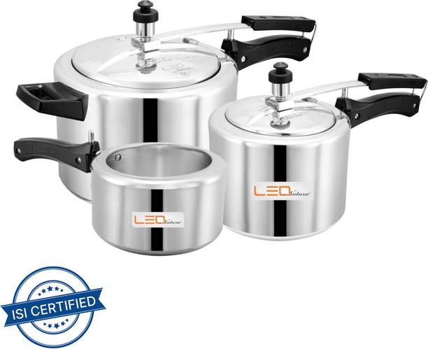 Leo Natura Inner Lid Cooker Combo Pack 2 L, 3 L, 5 L इंडक्शन बॉटम प्रेशर कुकर