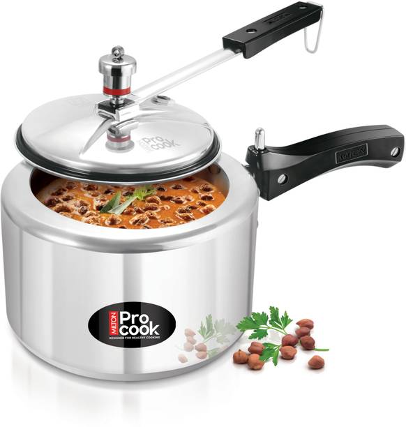 MILTON Pro Cook Aluminium Non Induction Wide Base Pressure Cooker With Inner Lid 3 L Inner Lid Pressure Cooker
