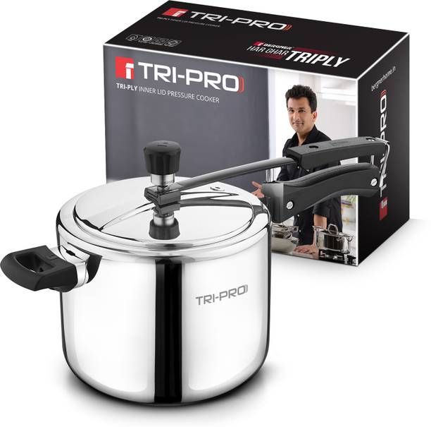 BERGNER TriPro Tri-Ply Stainless Steel Inner Lid Pressure Cooker, 5 L Inner Lid Induction Bottom Pressure Cooker