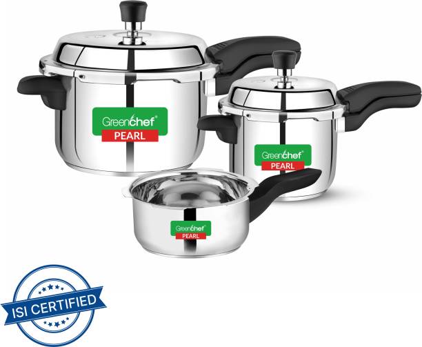 Greenchef Pearl Special Combo 2 L, 3 L, 5 L Outer Lid Induction Bottom Pressure Cooker
