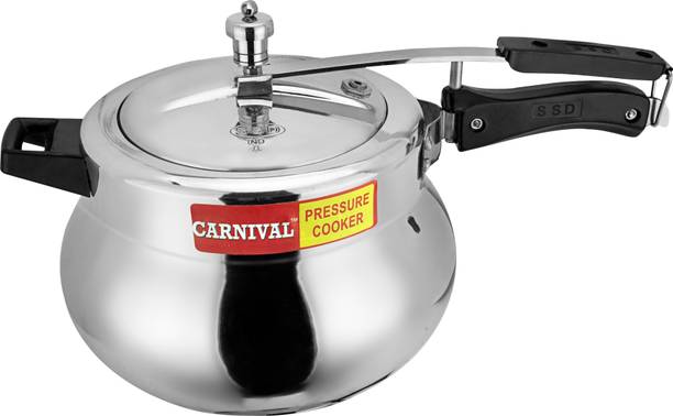 CARNIVAL Aluminium Handi Model Inner Lid Pressure Cooker Pure Virgin Aluminium 10 L Inner Lid Induction Bottom Pressure Cooker