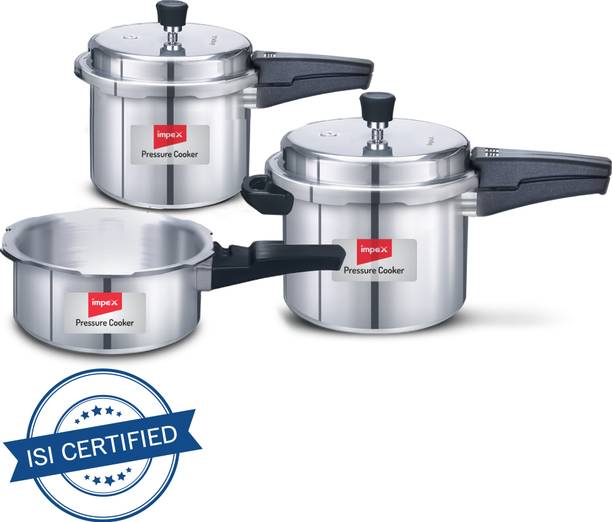IMPEX Induction Base Pressure Cooker Combo 2 L, 3 L, 5 L Outer Lid Induction Bottom Pressure Cooker