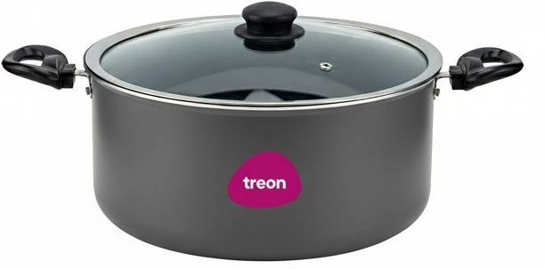 treon Non Stick Coated Aluminium Large Biriyani Pot with Lid-8 Litre-(28cm) 8 L Outer Lid Induction Bottom Pressure Cooker