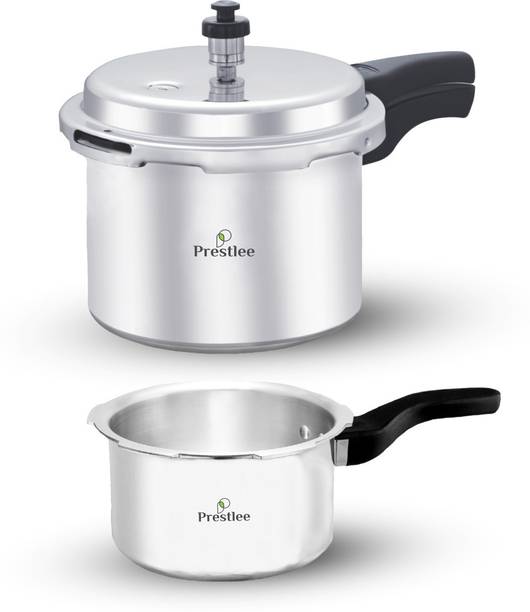 Prestlee Non Induction Base Aluminium 2 Ltr + 3 Ltr Pressure Cooker Combo 2 L, 3 L