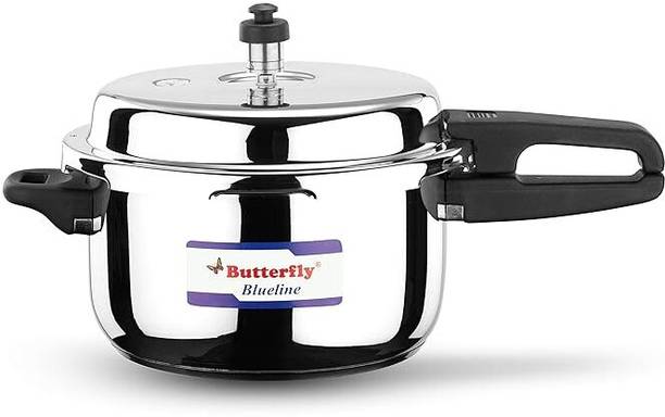 Butterfly present Blueline 5 liter capacity stainless steel 5 L Outer Lid Induction Bottom Pressure Cooker