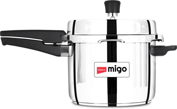 IMPEX 5L Stainless Steel Pressure Cooker | Induction Base, Outer Lid, 5-Year Warranty 5 L Outer Lid Induction Bottom Pressure Cooker